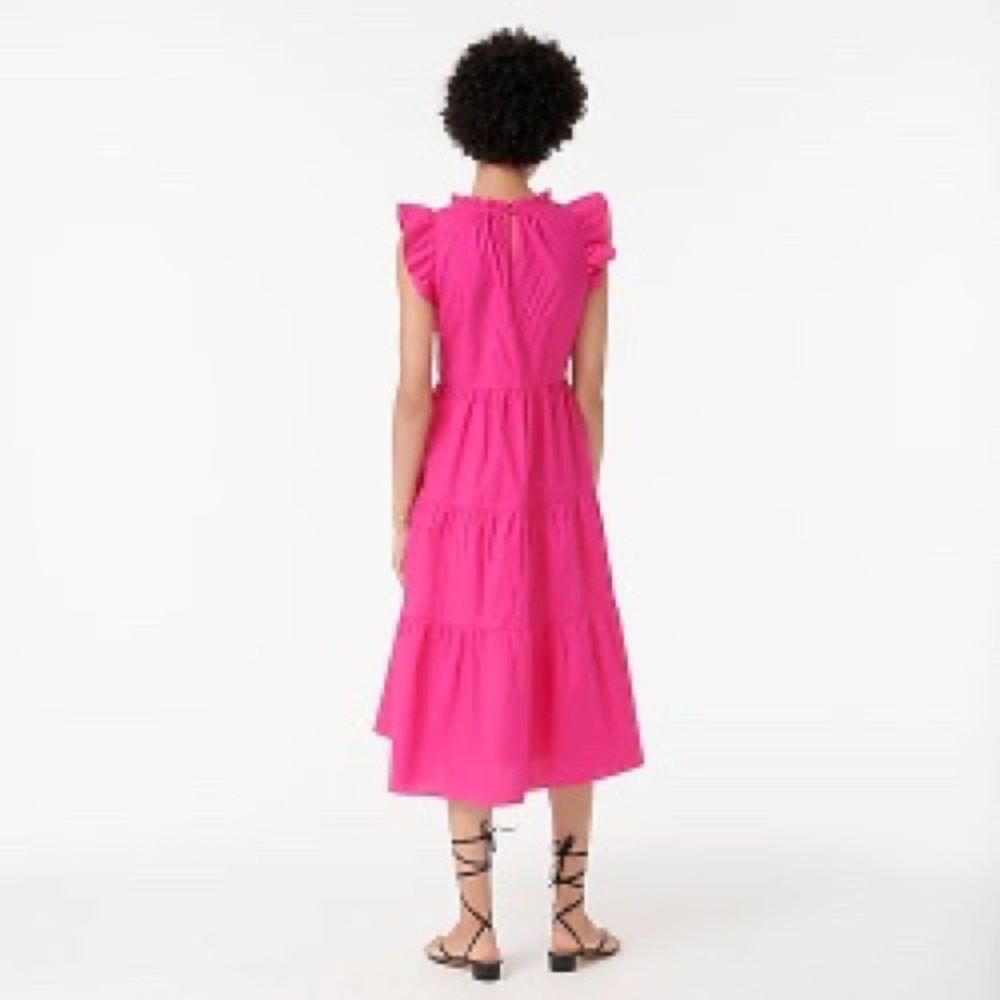 Jcrew Tall tiered ruffle-sleeve poplin dress AX323 - Picture 2 of 5